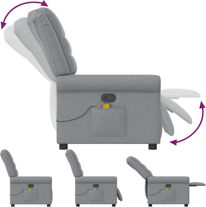 Immagine prodotto vidaXL Poltrona massaggiante in tessuto grigio chiaro poltrona TV massaggiante