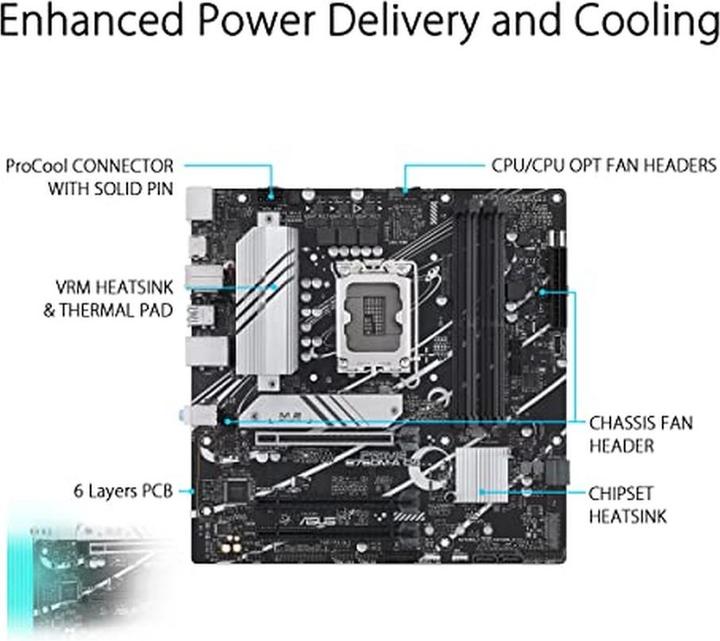 Actual product image ASUS PRIME B760M-A D4-CSM (LGA 1700, Intel B760, mATX)