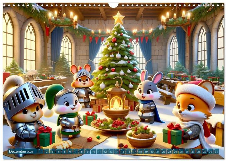 Image du produit Ritterliche Tierfreunde: Ein Jahr voller Spannung und Humor (Wandkalender 2025 DIN A3 quer), CA (A3)