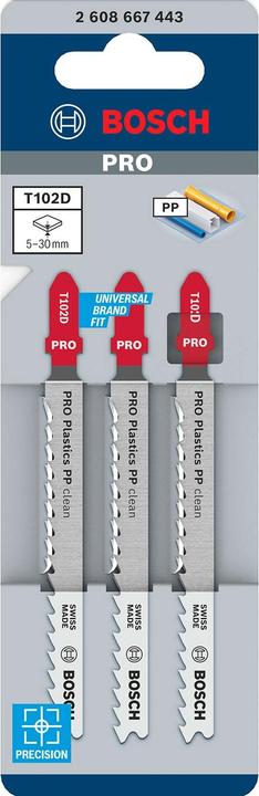 Produktbild Bosch Professional Zubehör PRO Plastics PP clean T102D Stichsägeblatt, 100 mm, 3-tlg.