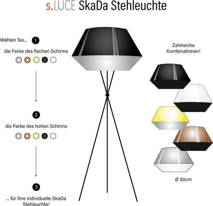 Actual product image s.luce SkaDa individual floor lamp Ø 50cm (560 lm, E27)