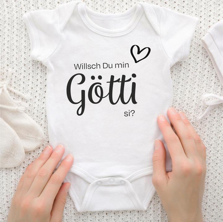 Trendcompany Babybody Willsch du Götti, 62/68, Weiss (62, 68)