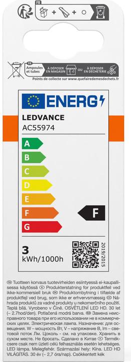 Etichetta energetica Osram Lampade Classiche A LED Smerigliate (E14, 2.80 W, 245 lm, 6 x, F)