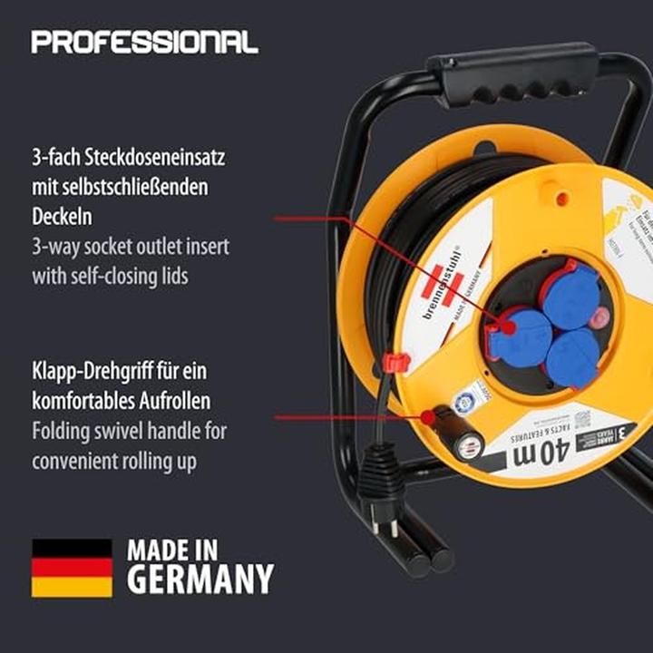 Produktbild Brennenstuhl Brobusta IP44 Gewerbe-/Baustellen-Kabeltrommel 40m (40 m, 1.50 mm²)