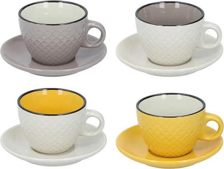 Actual product image Beanarella Cappuccino cups with saucers, made of porcelain, set of 4 (200 ml, 4 x)