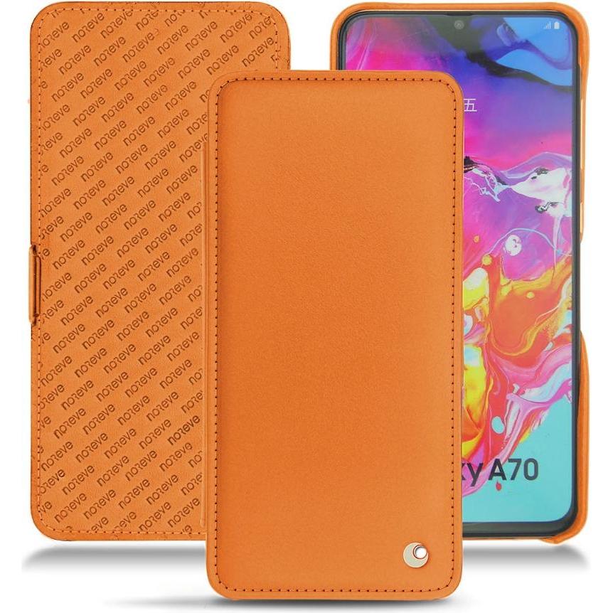 Noreve Lederschutzhülle horizontal (Samsung Galaxy A70), Smartphone Hülle, Orange