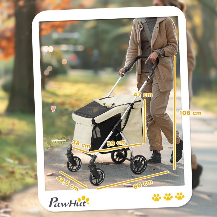 Actual product image PawHut Hundewagen Polyester, Aluminium Khaki (Cat, Dog, Foldable, Washable)