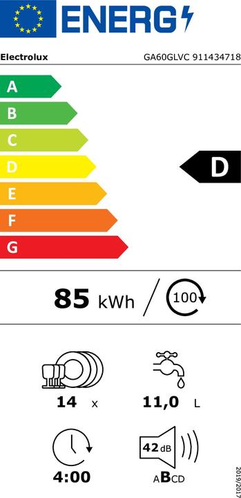 Energy Label Electrolux GA60GLVC ComfortLift
