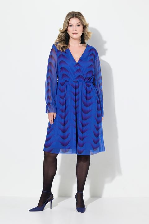 Image du produit Miamoda Kleid, A-Linie, Mesh mit Alloverdruck, Langarm (58)