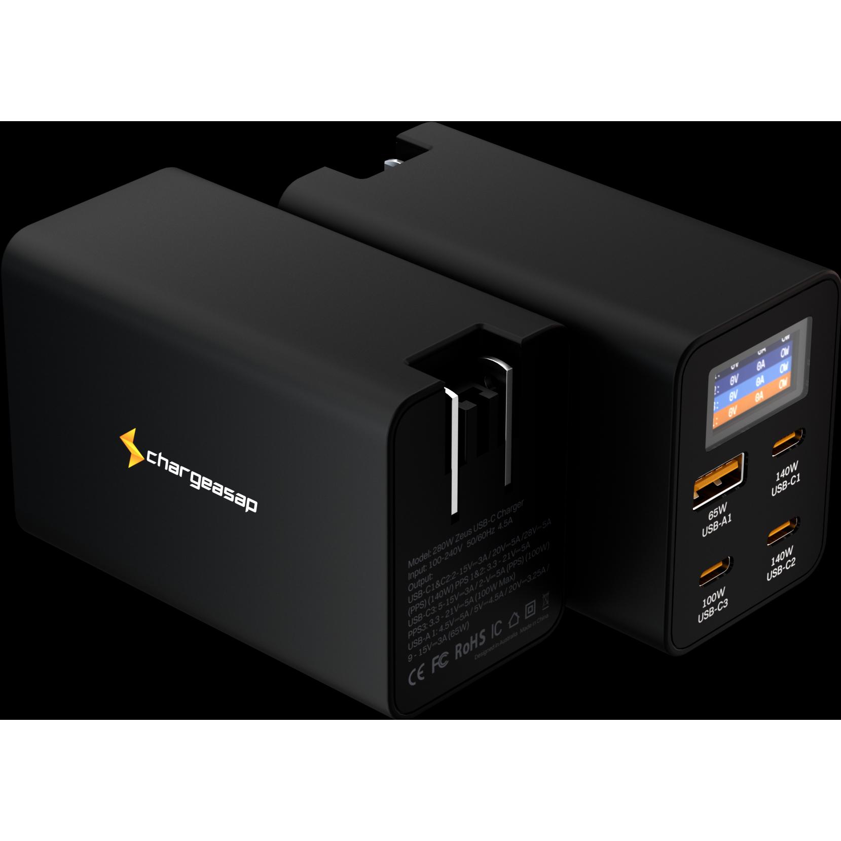 Chargeasap Zeus (280 W), USB Ladegerät, Schwarz