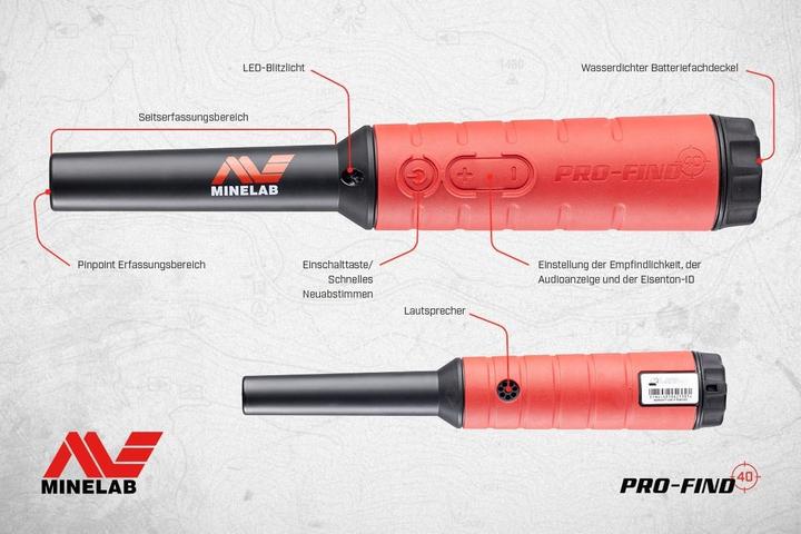 Produktbild Minelab - Wasserdichter Pinpointer Metalldetektor für Experten mit Ton-ID und Einstellbarer Empfindl