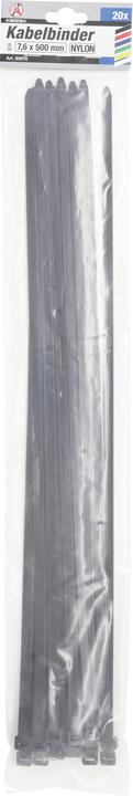 Produktbild BGS Kabelbinder-Sortiment schwarz 7,6 x 500 mm 20-tlg. (Kunststoffkabelbinder, 500 mm, 20 Stk.)