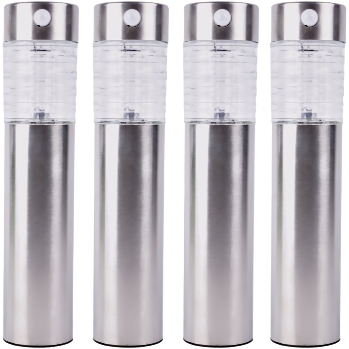 Image du produit Benson Garden Lot de 4 lampes de jardin solaires en acier inoxydable avec capteur de mouvement