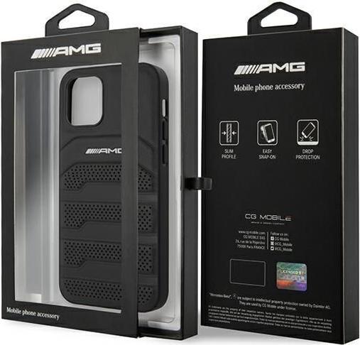 Immagine prodotto Mercedes AMG AMHCP12SGSEBK Custodia rigida per iPhone 12 mini da 5,4" in pelle nera con linee in rilievo (Apple iPhone 12 mini)