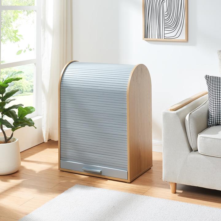 Produktbild En.Casa Rollladenschrank Kavlinge 80x60x40 cm Bambus/Grau (60 x 40 x 80 cm)