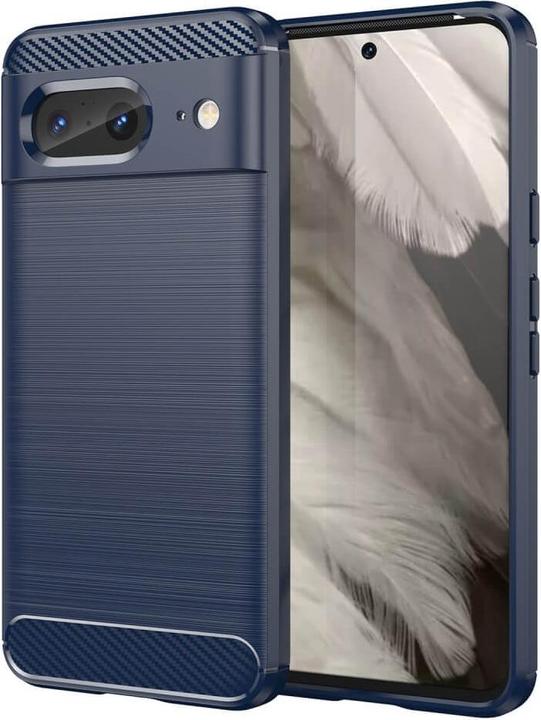 Cover-Discount Google Pixel 8 - Metall Carbon Look Hülle blau (Google Pixel 8)
