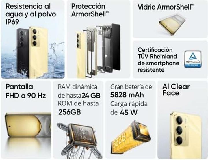 Produktbild realme C75 Dual Sim 6GB RAM 128GB - Lightning Gold (128 GB, Lightning Gold, 6.72", Dual SIM, 4G)