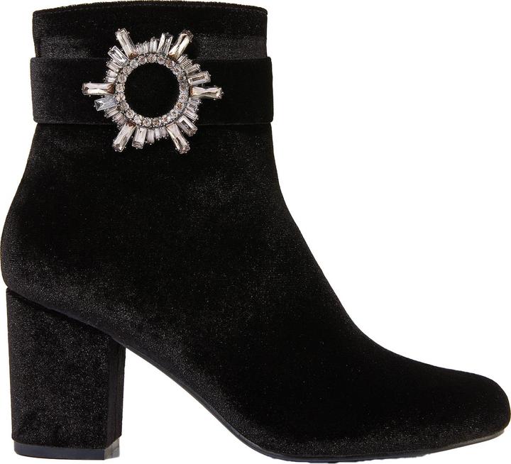 Actual product image Joe Browns Velvet Diamanté Buckle Chunky Ankle Boots (36)