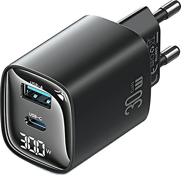 Immagine prodotto Usams Ład. siec. CC229 30W GaN USB-C/USB-A Ricarica rapida Serie XC czarny/nero CC229TC01 (30 W)