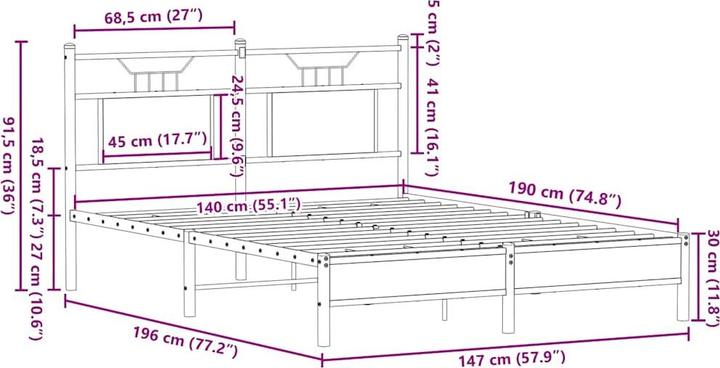Image du produit vidaXL Bettgestell (140 x 190 cm)