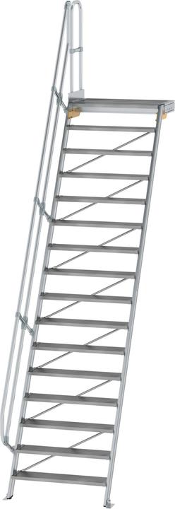 Actual product image Munk Stairs with platform 60 step width 1000 mm 16 steps aluminium ribbed (Scaffolding, 0.11 cm)
