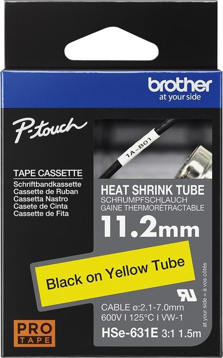 Produktbild Brother Heat-Shrink-Tube schwarz/gelb (1.12 cm, Gelb)