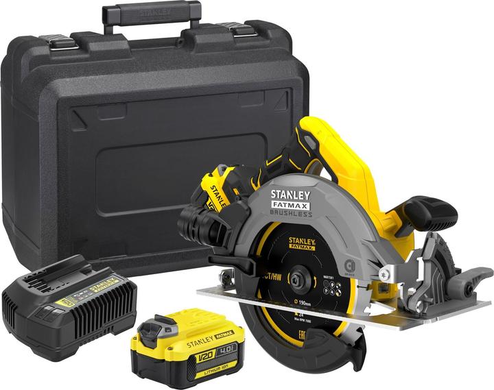 Produktbild Stanley FatMax V20 Akku-Handkreissäge SFMCS550M2K (18V, 4.0Ah, bürstenlos, werkzeuglose Schnitttiefe