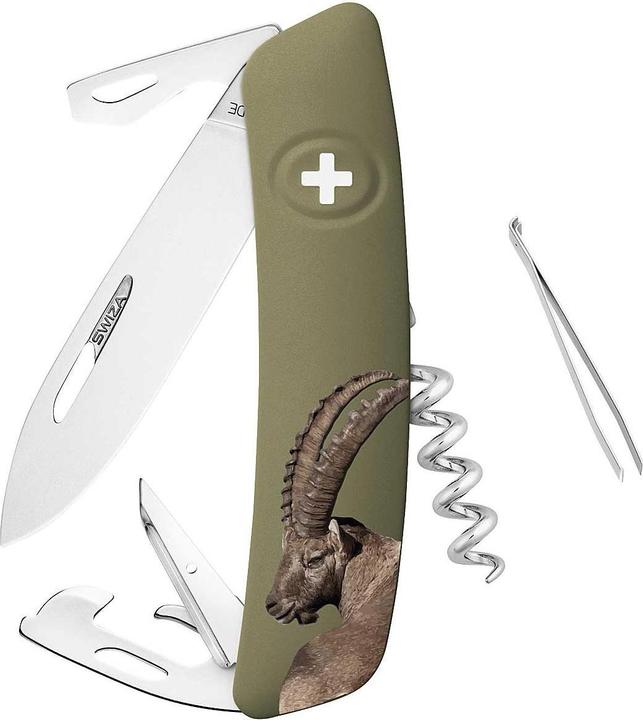 Immagine prodotto Swiza Coltello svizzero, acciaio 440, chiusura di sicurezza, 12 funzioni, antiscivolo color oliva S