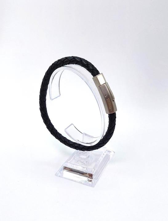 Immagine prodotto Thomss Bracciale in pelle No.19 unisex in pelle nera e chiusura in acciaio inossidabile circonferenza 21,5 (21.50 cm, Acciaio inossidabile, 100% pelle)