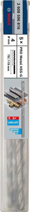 Produktbild Bosch Professional Zubehör PRO Metal HSS-G Spiralbohrer, 4 x 78 x 119 mm (4 mm)