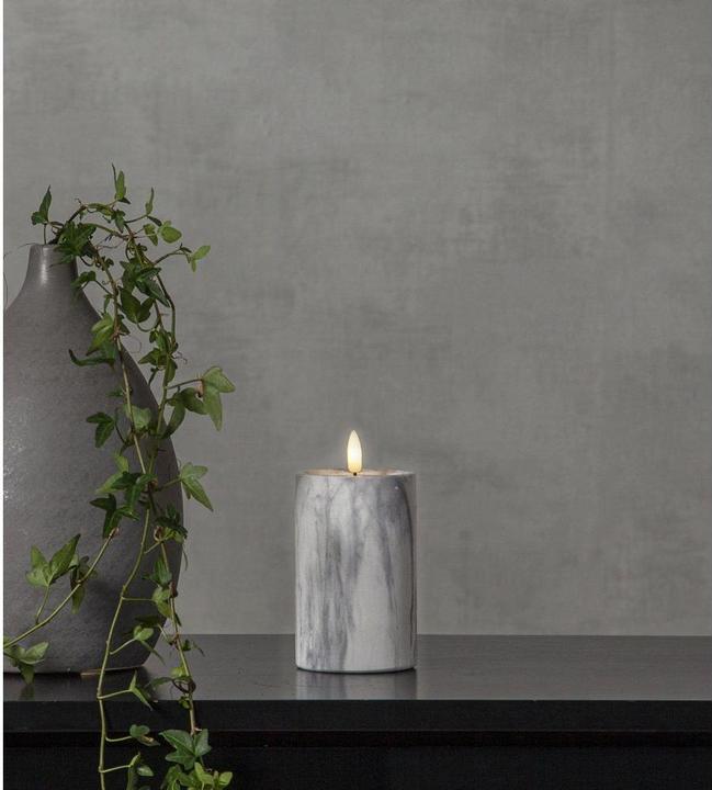 Produktbild Star Trading LED-Kerze Pillar Flame Marble 7.5 cm x 15 cm, Grau (1 x)