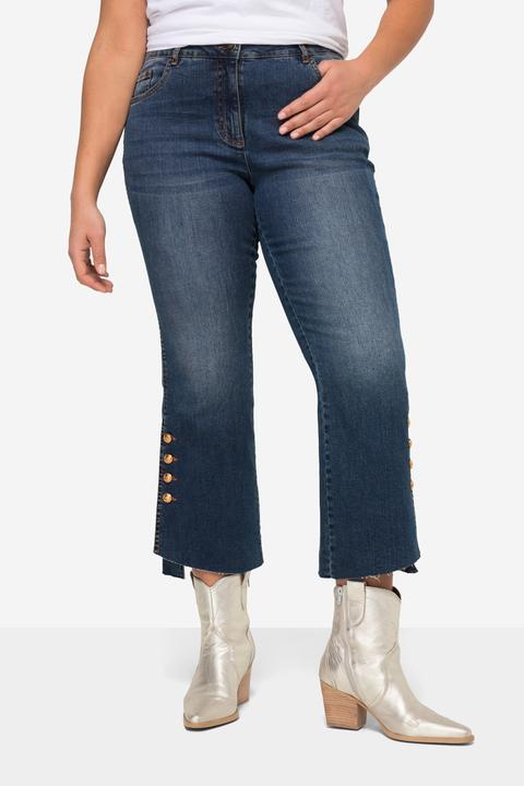 Actual product image Angel of Style Flared 5-Pocket Bootcut Jeans with Hem Slits with Golden Buttons (48)