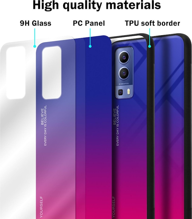 Productafbeelding Cadorabo TPU 2 Kleuren Glazen Hoesje (Vivo Y72 5G, Vivo Y52s 5G)