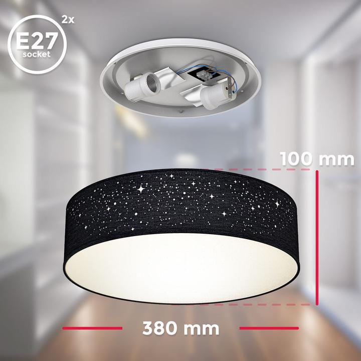 Produktbild B.K.Licht Deckenleuchte, schwarz, 2xE27 max. 40W exkl. (E27)