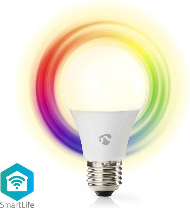 Produktbild Nedis WIFILRC10E27 SmartLife Vollfärbige LED-Lampe WLAN E27 806 lm 9 W RGB + weiss veränderbar 2700 (E27, 806 lm, 1x)