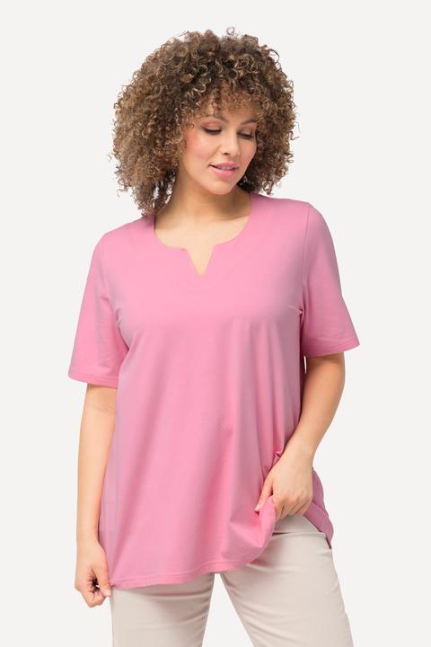 Immagine prodotto Ulla Popken T-shirt dal taglio svasato con scollo a tunica e mezze maniche (42, 44)