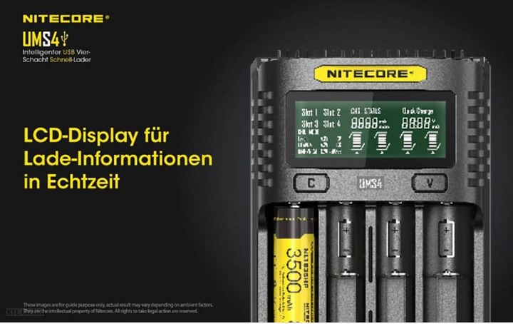 Actual product image Nitecore UMS4 USB quick charger (1 pcs., AAA, AA, Battery + charger)