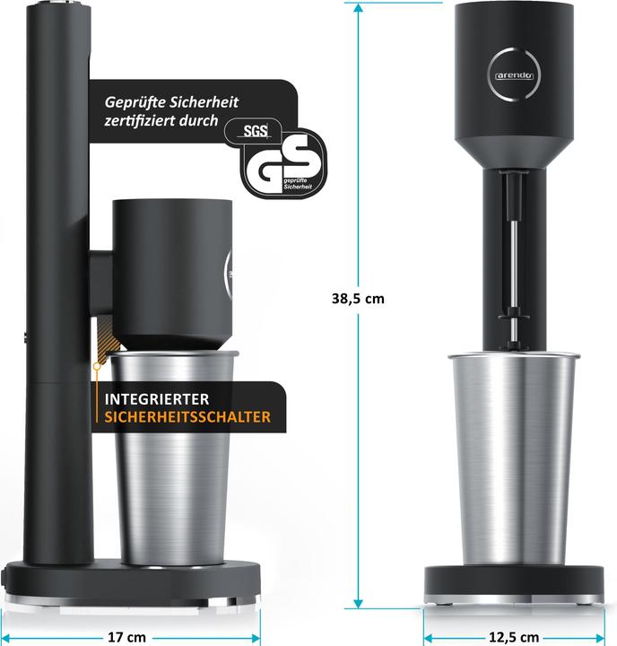 Image du produit Arendo Standmixer Elektrischer Getränkemixer 22.000 U/min, Doppelstab, 100W, für Milkshakes, Smoothies uvm. (100 W)