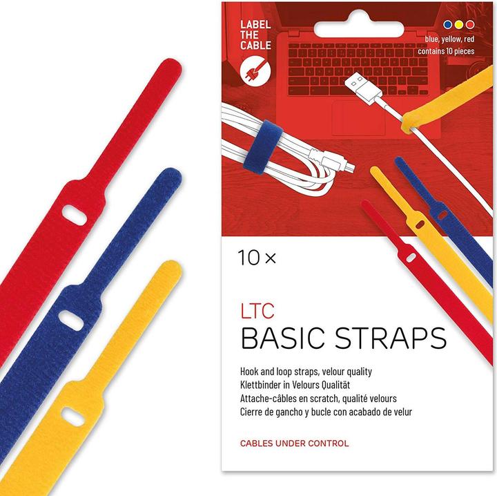 Actual product image Label-the-cable LTC BASIC 10 Power hook and loop binder rt, gb, bl (Velcro cable ties, 170 mm, 10 pcs.)