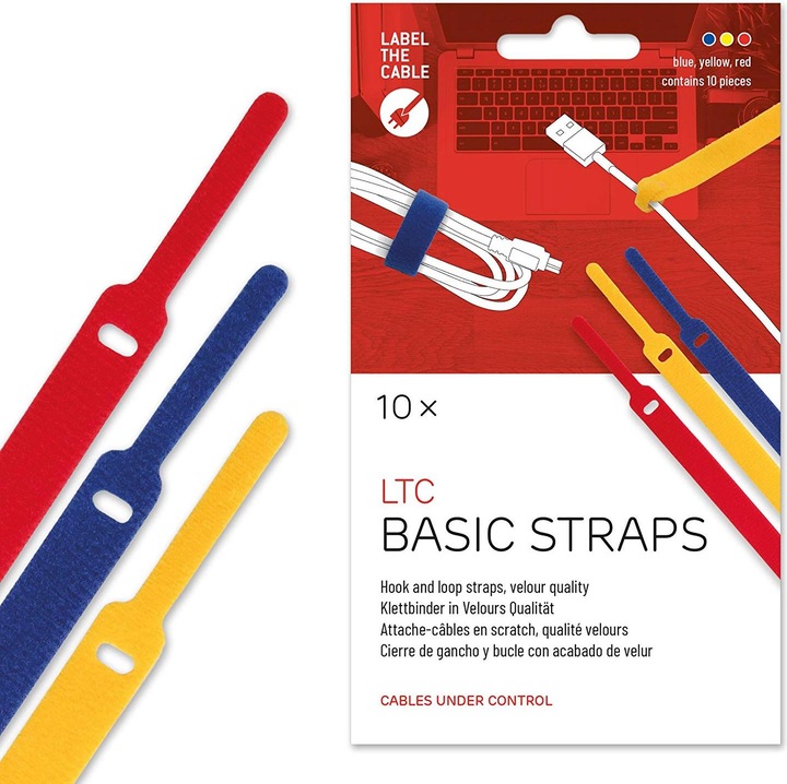 Actual product image Label-the-cable LTC BASIC 10 Power hook and loop binder rt, gb, bl (Velcro cable ties, 170 mm, 10 pcs.)