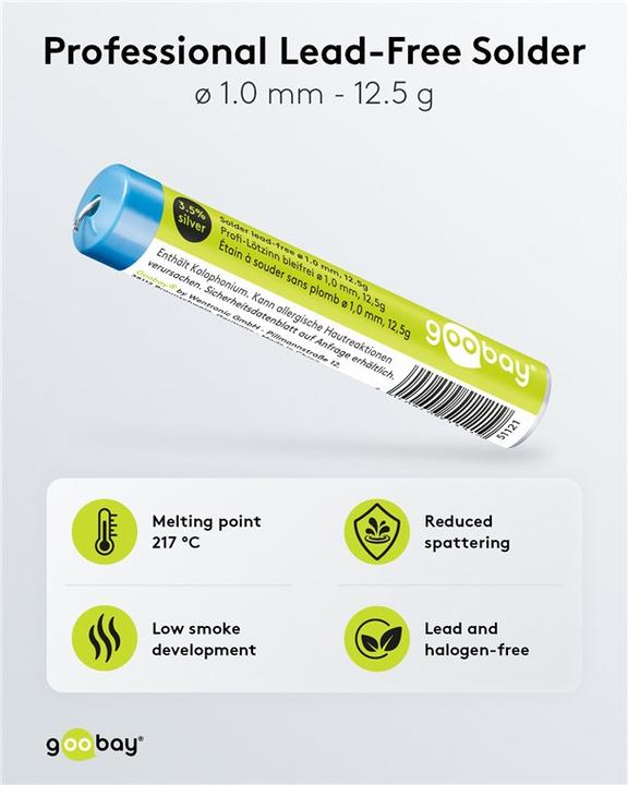 Produktbild Goobay Profi-Lötzinn bleifrei, ø 1,0 mm, 12,5 g (Lötzinn)