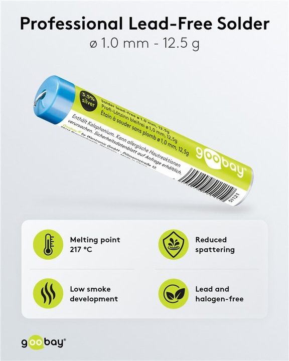 Actual product image Goobay Professional solder lead-free, ø 1.0 mm, 12.5 g (Solder)