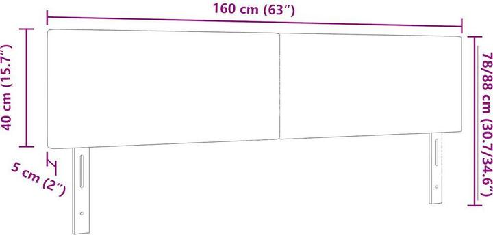 Image du produit vidaXL Tête de lit LED Gris foncé uni 80 cm Tissu velours côtelé (160 x 5 x 88 cm)