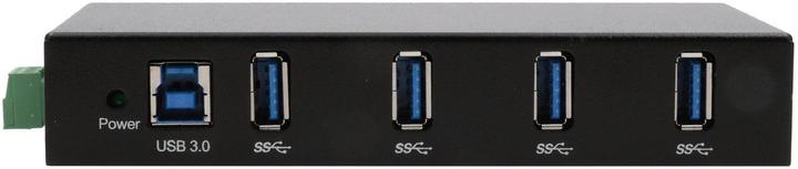 Actual product image Exsys 4 port USB 3.2 Gen 1 HUB metal case, incl power supply 12V/2A, USB 3.0 cable, di (USB-B, 4 ports)