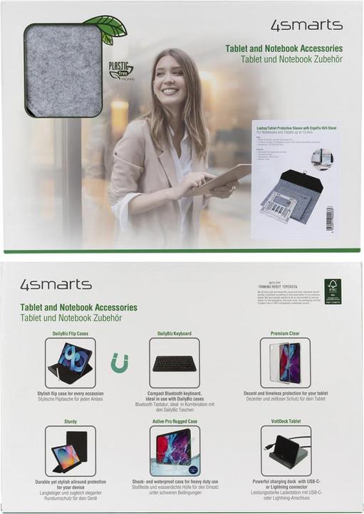 Produktbild 4smarts Torba+podstawka pod laptop/ tablet FoldStand ErgoFix 13" grey/silver 456583 (13", Universal)