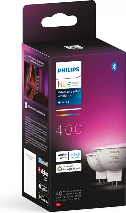 Produktbild Philips Hue White & Colour Ambiance (GU5.3, 6.30 W, 400 lm, 2 x, G)