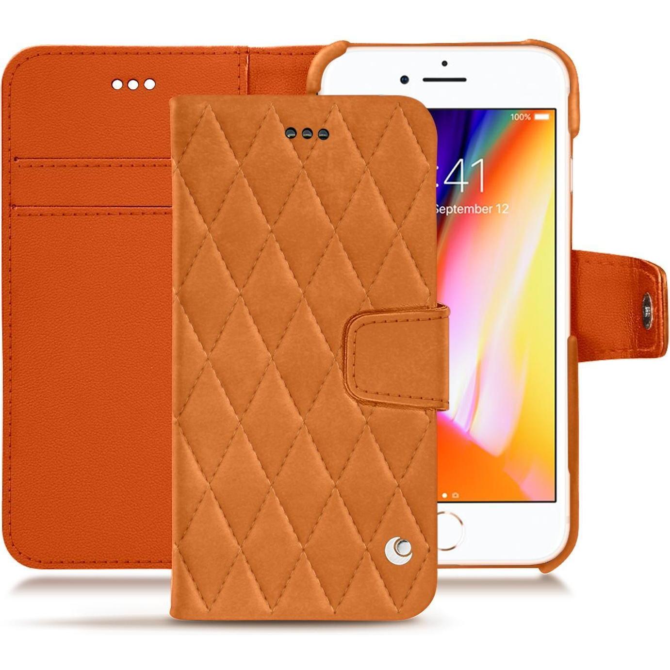 Noreve Lederschutzhülle Wallet (Apple iPhone 8), Smartphone Hülle, Orange