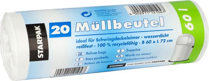 Immagine prodotto Papstar Fodere per cestini 72 x 60 cm (L x A) 17µm 60l bianco 20 pezzi/confezione. (20 x, 60 l)