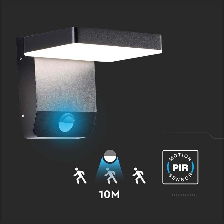 Produktbild V-TAC VT11020150B 20W LED Wandleuchte Sensor Schwarzer Körper Quadratisch 4000K IP65 (2580 lm, IP65)