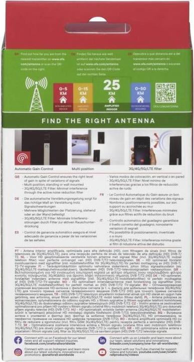 Produktbild One for All DVB-T2 Premium Antenne 5G (Zimmerantenne, DVB-T / -T2)